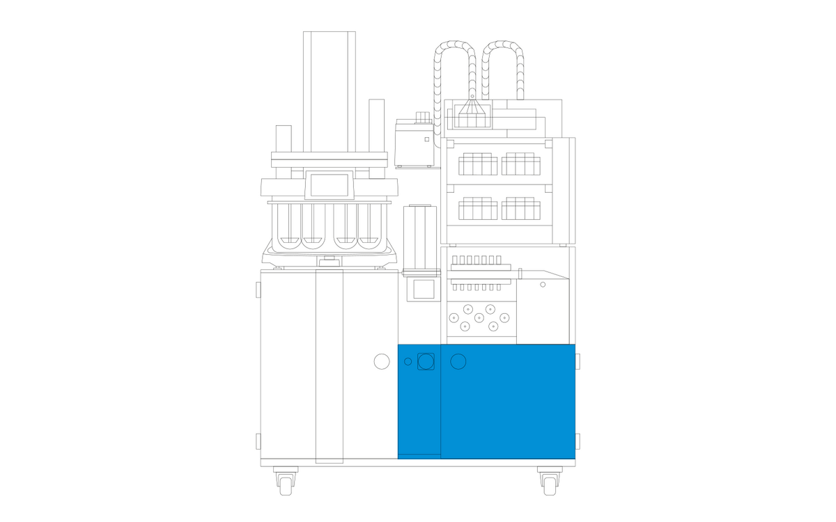 MP-F Media Preparation Station integrated Xtend™ module for preparing, heating, and degassing dissolution medium.