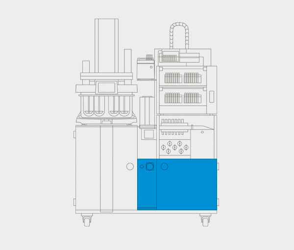 Integrated MP-F media station to heat & degas dissolution media.