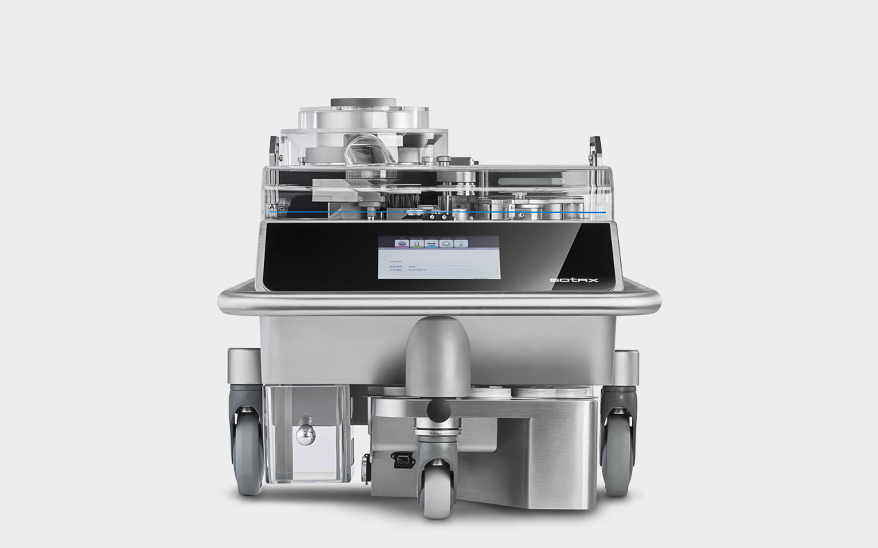 Automatic tablet hardness tester AT50 for IPC and online with your tablet press inside the compression room in high-volume tablet manufacturing.